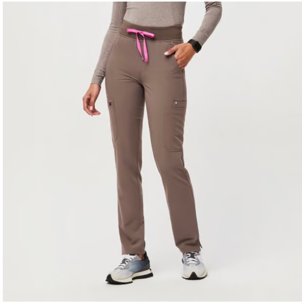 Figs Women's Taupe Pants with Pink Drawstring